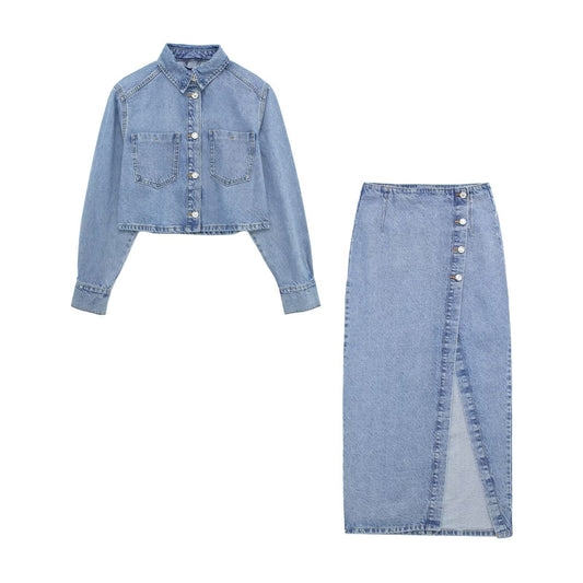 "Catch Flight" Two Piece Denim Set